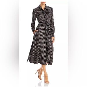 Boss Black and Cream Checkered Long Sleeve Dress